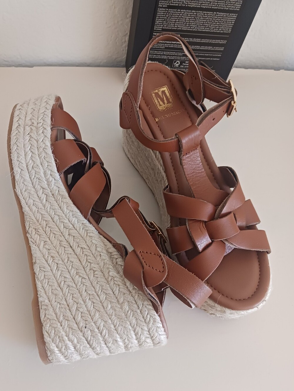 Bruno Magli Espadrille Wedge Leather Sandal